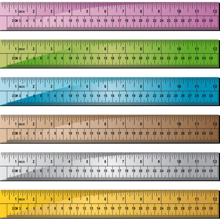 Metal Ruler Color Set : Group of rulers in different colors.のイラスト素材