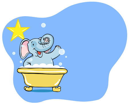 Elephant Bathのイラスト素材
