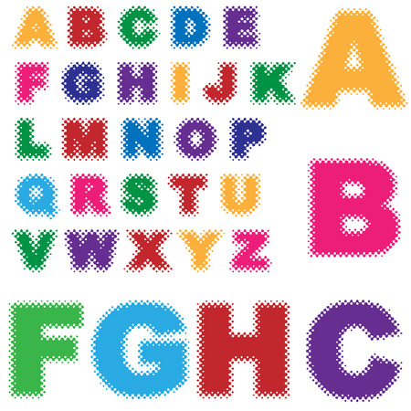 halftone pattern alphabet setのイラスト素材