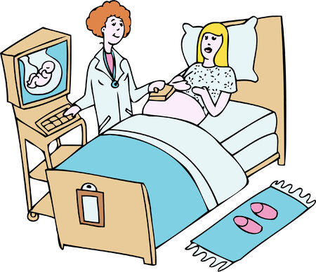 Pregnant Woman cartoon isolated on a white background.のイラスト素材