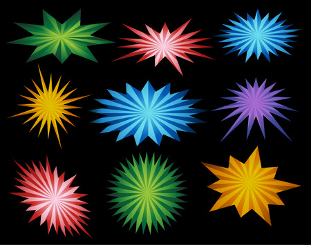 Star energy set isolated on a black background.のイラスト素材