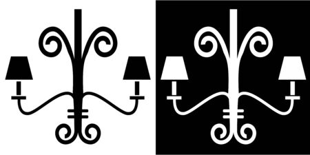 Iron rod chandelier icon isolated on white background.のイラスト素材