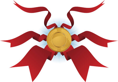 Flowing Ribbon Wreath Shield isolated on a white background.のイラスト素材