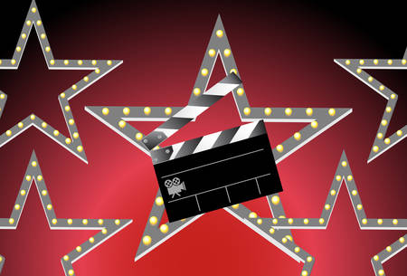 clapboard background with glowing red background image.のイラスト素材