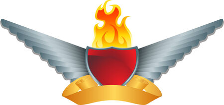 Winged Shield Flame isolated on a white background.のイラスト素材