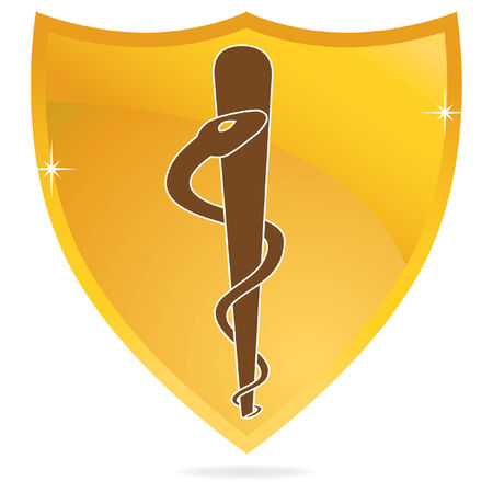 Caduceus Shield isolated on a white background.のイラスト素材