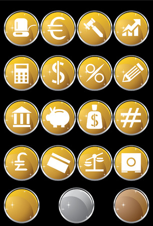Banking Set Gold isolated on a black background.のイラスト素材