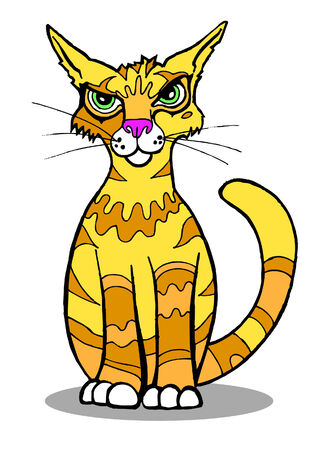 mean cat isolated on a white background.のイラスト素材