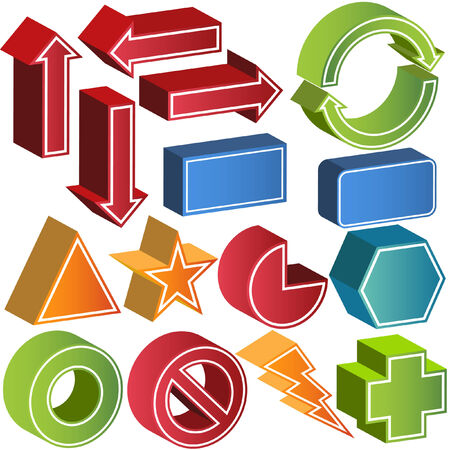 Basic 3D Shapes Set isolated on a white background.のイラスト素材