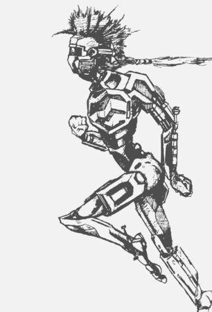Running Robot isolated on a white background image.のイラスト素材