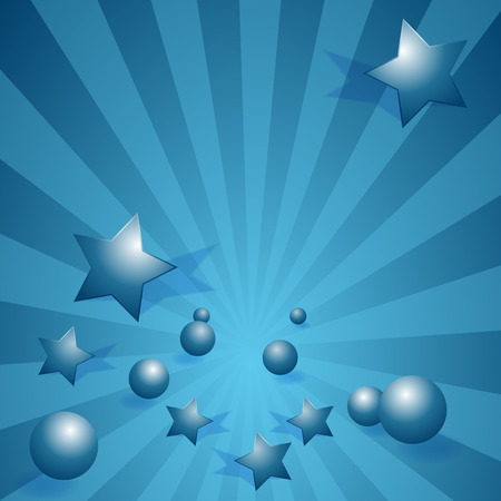Marble and stars on a blue energy burst background with drop shadows.のイラスト素材