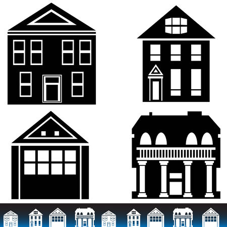 Building set isolated on a white background.のイラスト素材