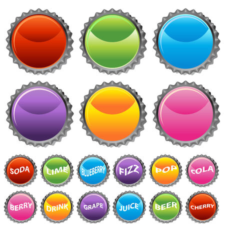 An image of a bottle cap button set.のイラスト素材