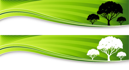 An image of two tree banners.のイラスト素材