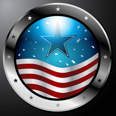 An image of an American Flag button.のイラスト素材