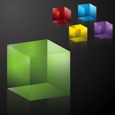 An image of colorful transparent 3D cubes.のイラスト素材