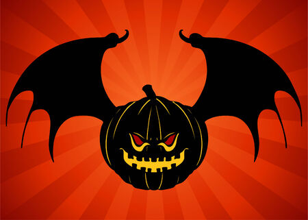 An image of a evil bat pumpkin.のイラスト素材