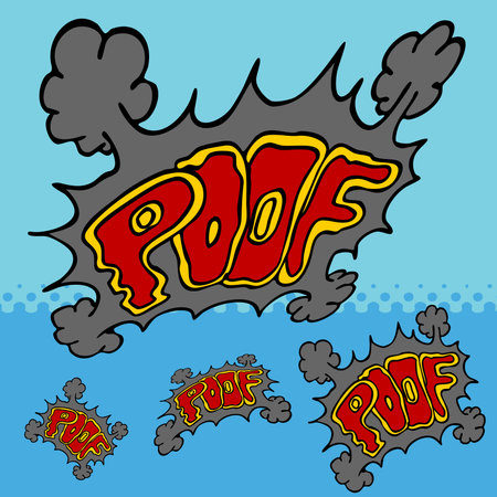 An image of comic book disappearing poof text effect.