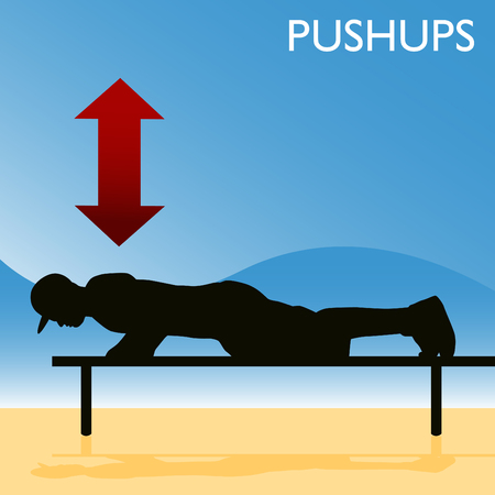 An image of a man doing pushups.のイラスト素材