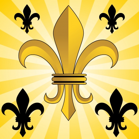 An image of a glowing gold fleur de lis symbol.のイラスト素材