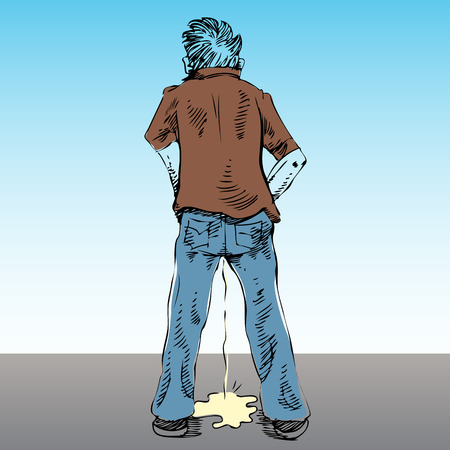 An image of a man urinating in public.のイラスト素材
