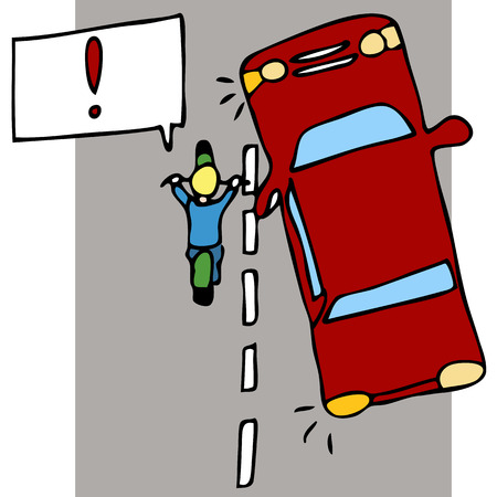 An image of a motorcycle accident with a car.のイラスト素材