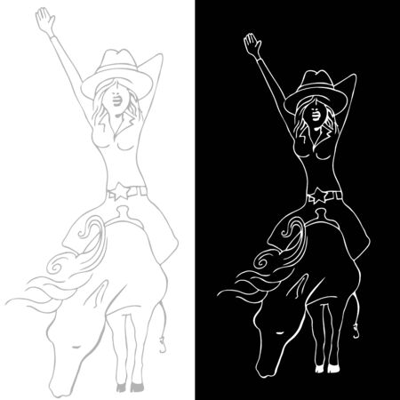 An image of a girl riding a horse.のイラスト素材