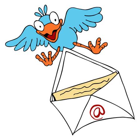 An image of a bird delivering an email.のイラスト素材
