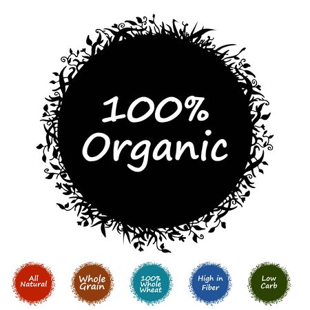 An image of a plant silhouette icon with healthy text words.のイラスト素材