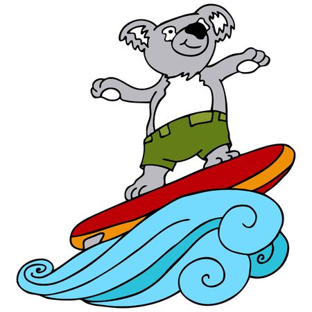 An image of a koala going surfing.のイラスト素材