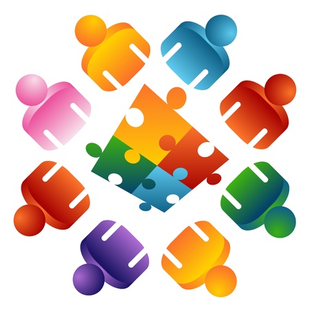 An image of a puzzle solving team people.のイラスト素材
