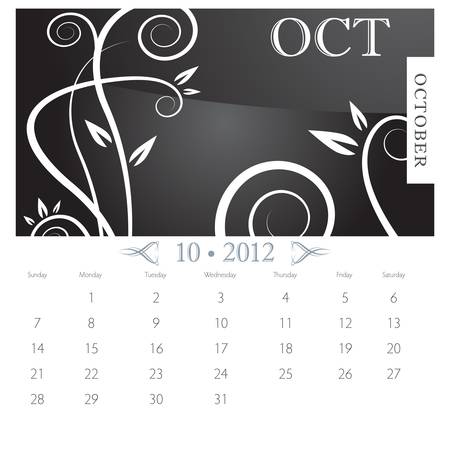 An image of October month victorian calendar page.のイラスト素材