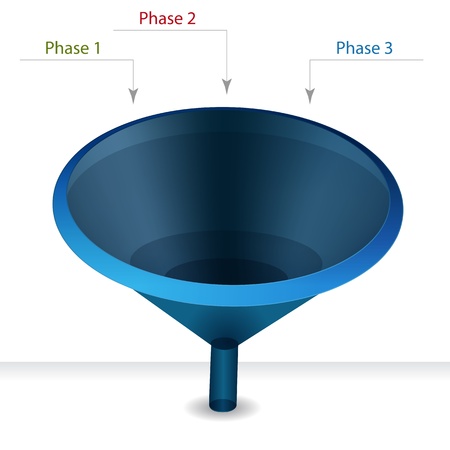 An image of a funnel chart phases diagram.のイラスト素材