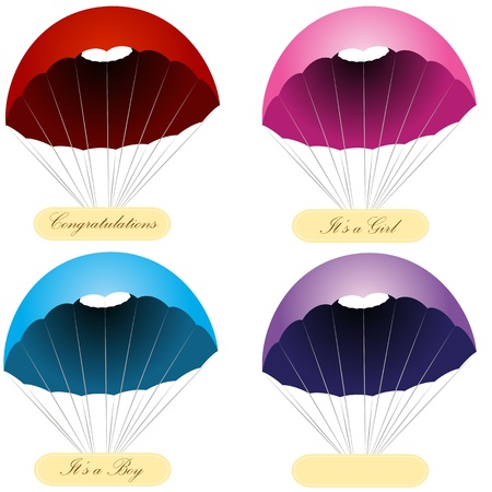 An image of a set of parachute message labels.のイラスト素材