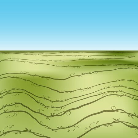 An image of a shadows of a vine moving across a green landscape.のイラスト素材