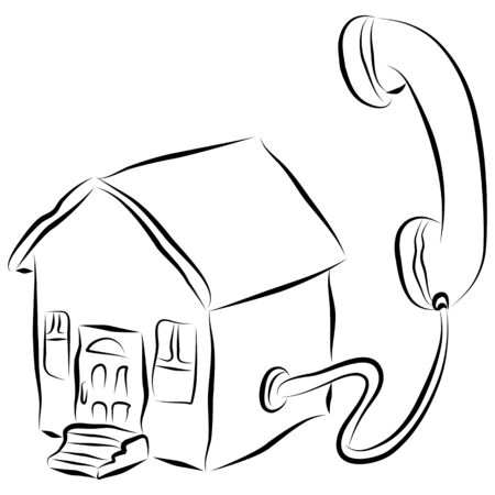 An image of a brushstroke style home phone icon.のイラスト素材
