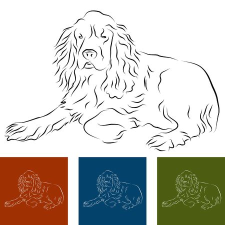 An image of a cocker spaniel Line Drawingのイラスト素材