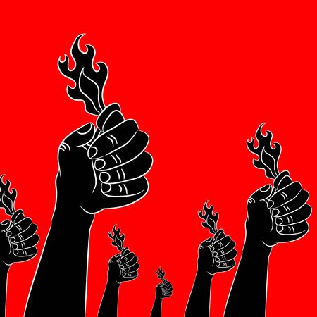 An image of an audience with lighters in the air.のイラスト素材