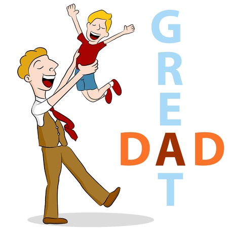 An image of a son lifting his son in the air for being so wonderful.のイラスト素材