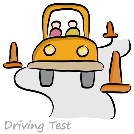 An image of a driver taking a driving test.のイラスト素材