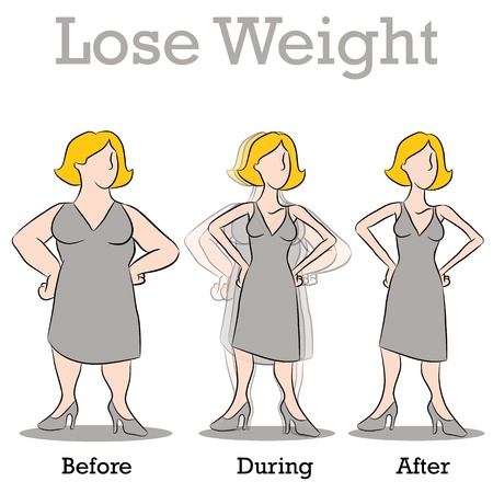 An image of a woman losing weight.のイラスト素材