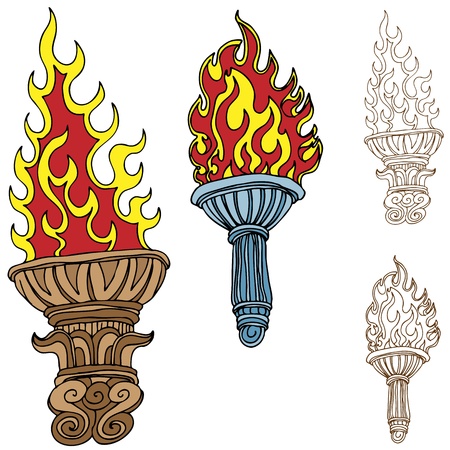 An image of burning torch drawings.のイラスト素材