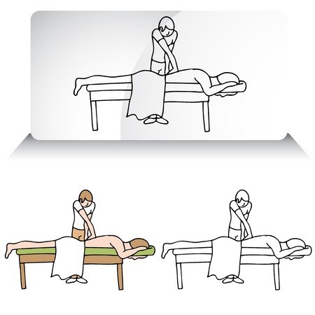 An image of a chiropractor treating a patient.のイラスト素材