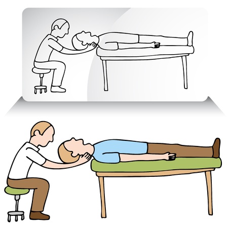 An image of a chiropractor treating a patient.のイラスト素材