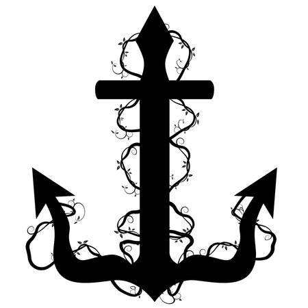 An image of an anchor with vines.のイラスト素材