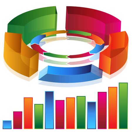 An image of a 3d productivity bar chart.のイラスト素材