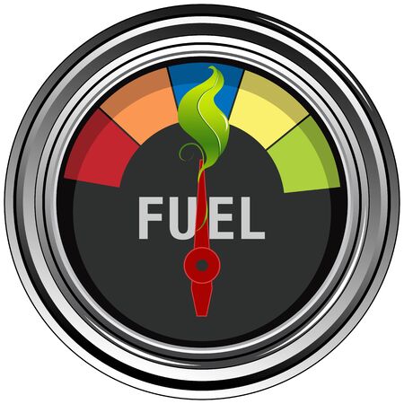An image of a green leaf fuel gauge.のイラスト素材