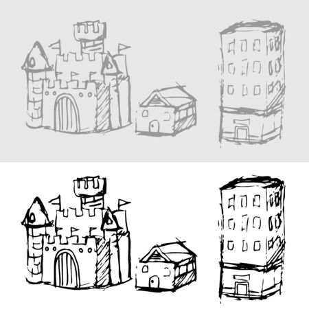 An image of a set of building drawings.のイラスト素材
