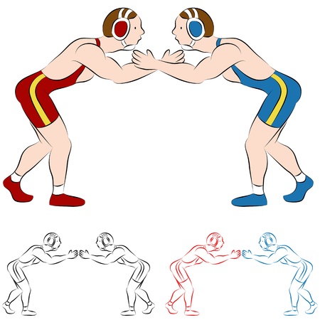 An image of two wrestlers.のイラスト素材