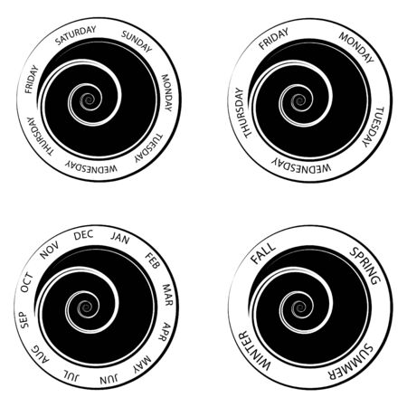 An image of a swirl center time wheels.のイラスト素材